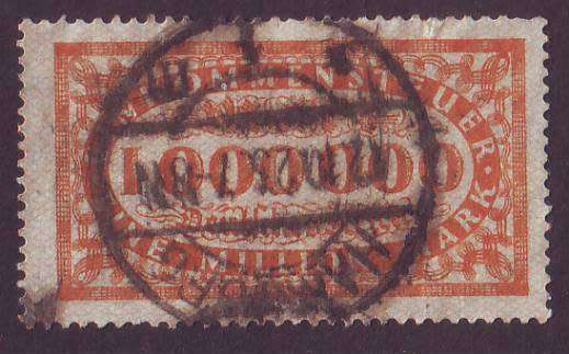 GERMANY - 1923 Inflation issues.  1 Million Mark REVENUE postaly used,scarce.