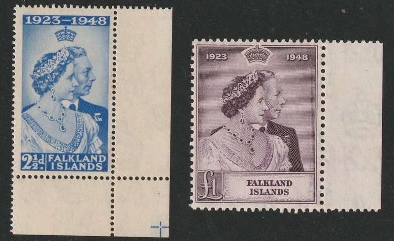 FALKLAND ISLANDS  - 1948 Silver Royal Wedding Anniversary Complete set **MNH**