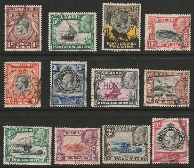 Kenya Uganda & Tanganyika - 1935 KGV Issue Complete set to 5 shilling VF USED