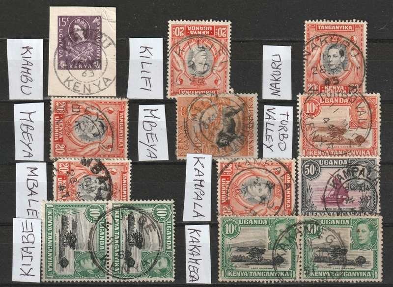 Kenya Uganda & Tanganyika - Very nice postmarks selection