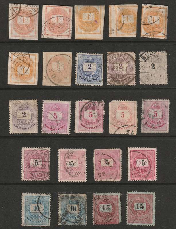 HUNGARY - 1874-1888  Imperforated and perforated used issues.
