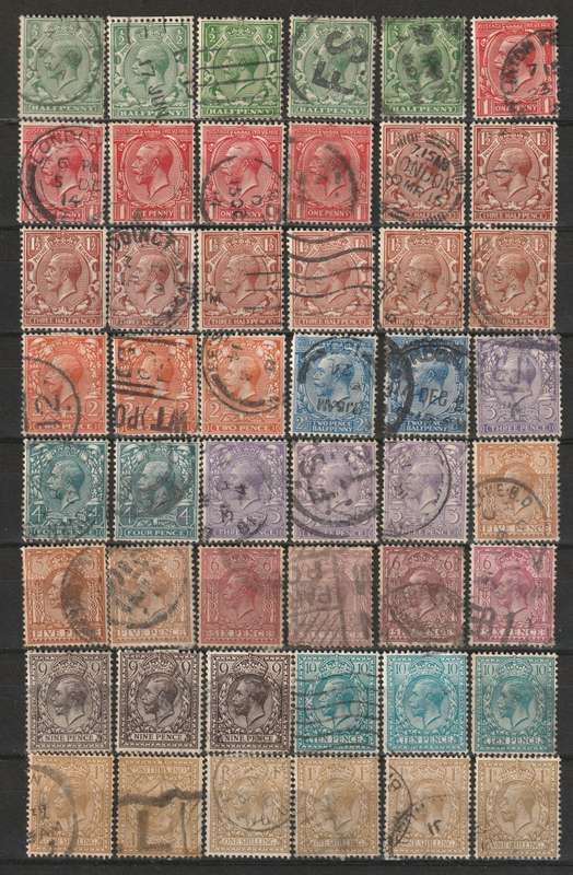 GREAT BRITAIN 1912-24 KGV Issue Very nice range of shades VF USED