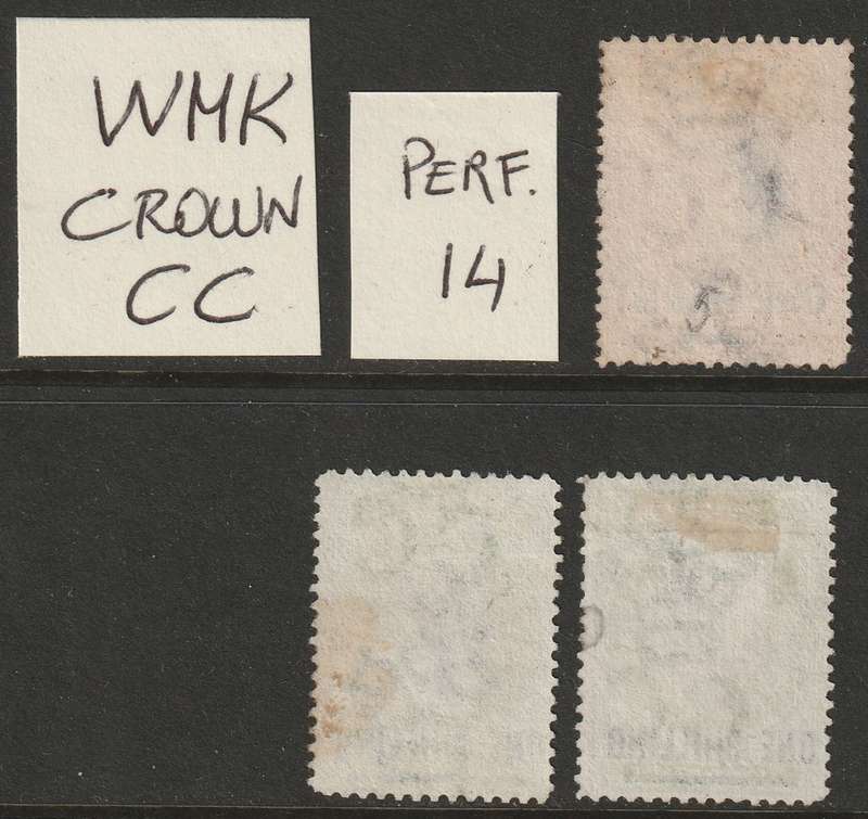 ST HELENA -  QV Overprints  1d & 1s(Two) WMK Crown CC (Perf. 14)  VF USED