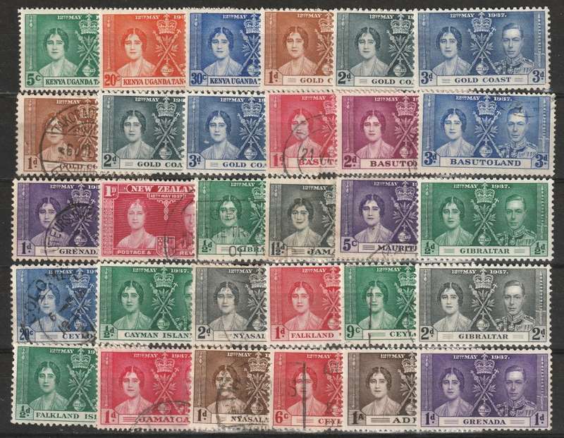 BULKLOT SALE - 1937 KGVI Coronation Issues  Complete and part sets mint and used (30 stamps)