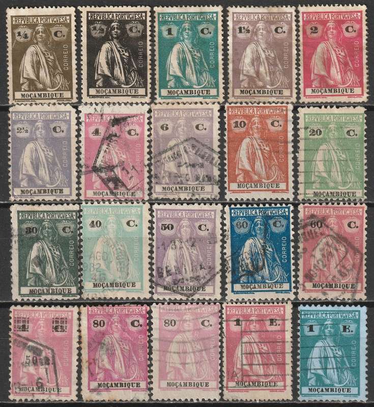 MOZAMBIQUE - 1913/23 Ceres Issues  part sets(20 stamps) VF USED