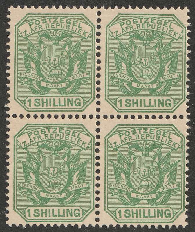 TRANSVAAL - 1895 Issue 1s yellow-green, block of 4**UM**