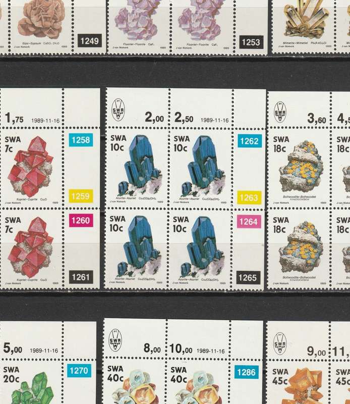South West Africa - 1989 Mineral Issue Complete set in control blocks  **MNH**