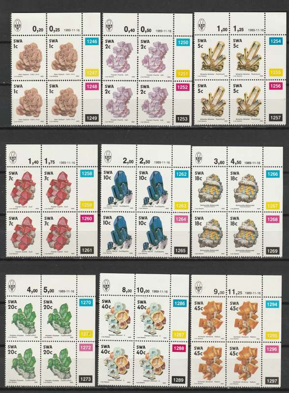 South West Africa - 1989 Mineral Issue Complete set in control blocks  **MNH**