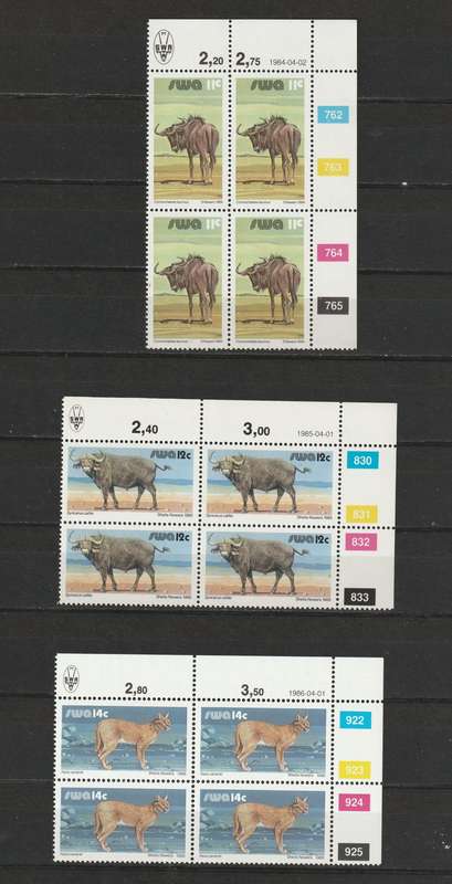 SWA -  3rd definitive Issue Complete set in 61 control blocks of four including all reprints **MNH**