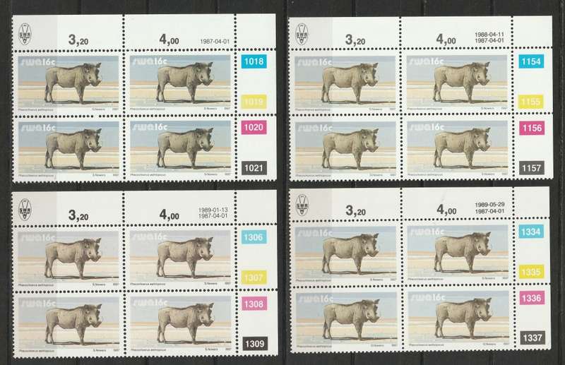 SWA -  3rd definitive Issue Complete set in 61 control blocks of four including all reprints **MNH**