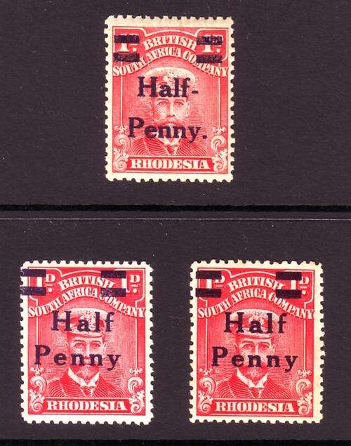 RHODESIA  BSAC -  1917 ADMIRALS SURCHARGED  VFMM