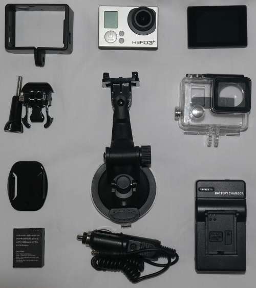GoPro Hero 3+, like new, with lcd touch screen and lots of extras.