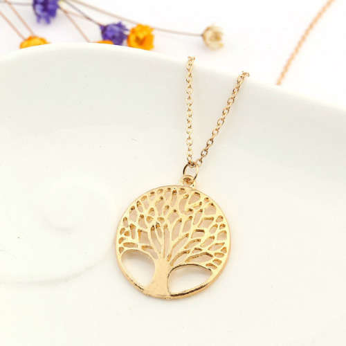Hollow Tree Pendant and Necklace - Gold