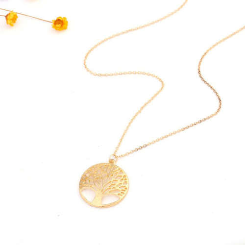 Hollow Tree Pendant and Necklace - Gold