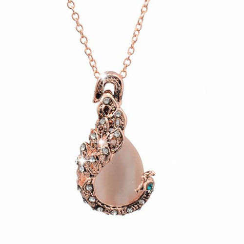Peacock Crystal Rhinestone Pendant Necklace and Earrings Set