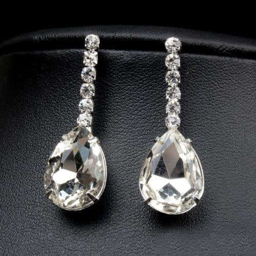 Silver Plated Rhinestone Earrings/Necklace Set
