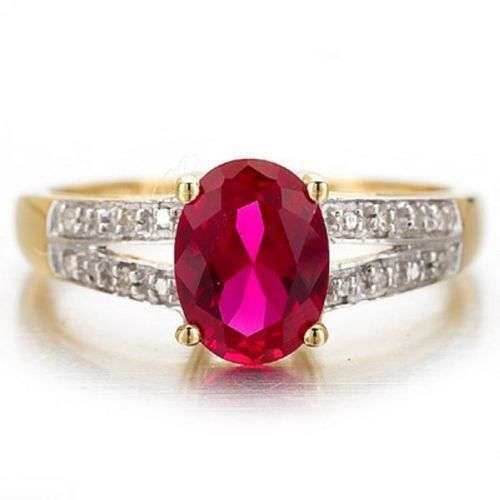 Size 8 Red Ruby Golden Ring