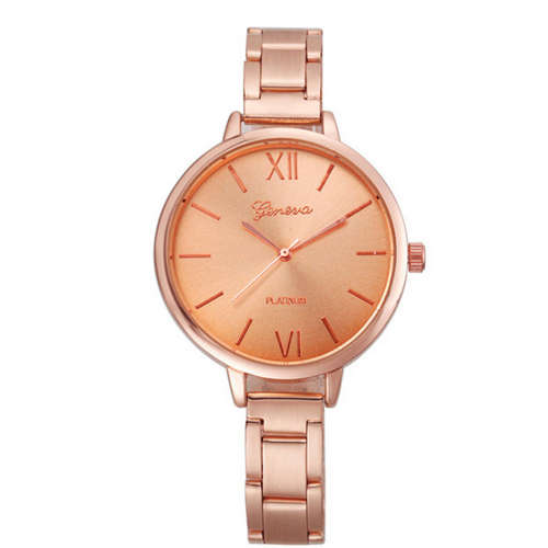 Geneva Stainless Steel Band Analog Quartz Rose Gold Wrist Watch