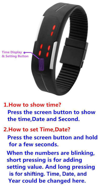 Waterproof Digital LED Pink Sports Silicone Bracelet Wrist Watch