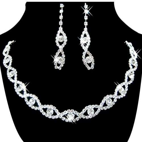 Elegant Rhinestone Necklace and Earring Set
