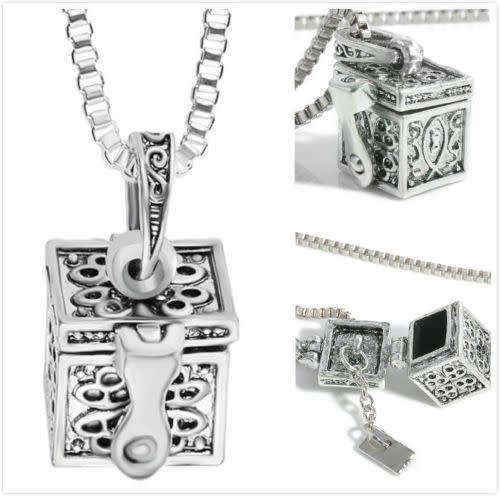 Silver Box Memorial Keepsake Ash Holder Necklace