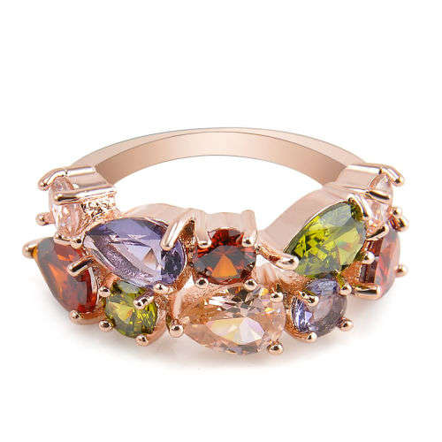 Dazzling Colorful Rhinestone Crystal Ring Sizes 6 - 9