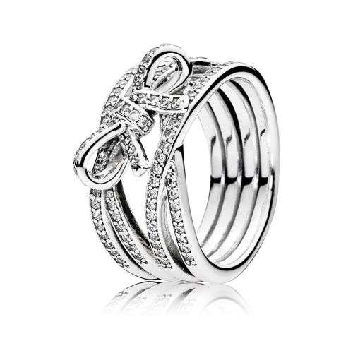 Dainty Silver Bow Themed Ring Set