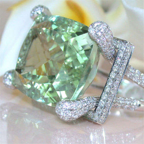 Elegant 925 Silver Prehnite Ring Size 7 or 8