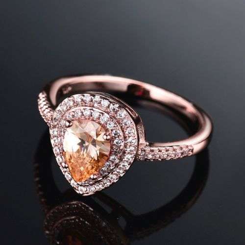 Gold Filled Signet Pear Citrine Topaz Ring