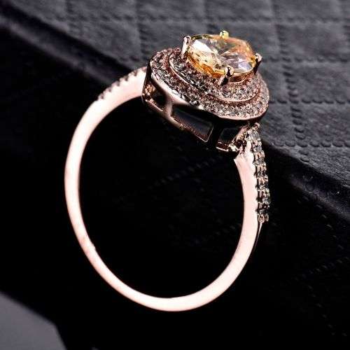Gold Filled Signet Pear Citrine Topaz Ring