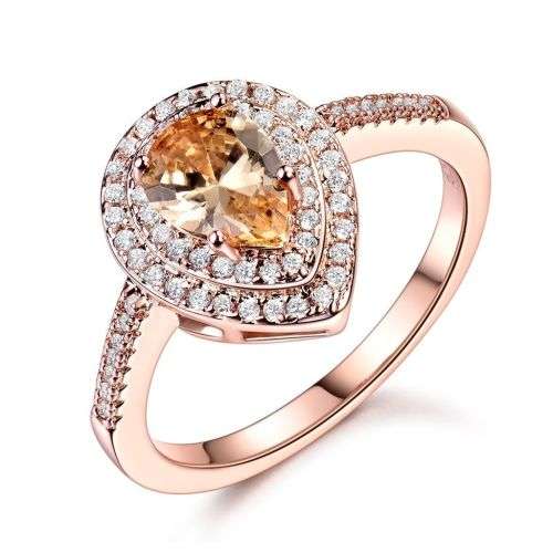 Gold Filled Signet Pear Citrine Topaz Ring