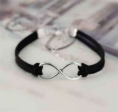 Leather Silver Infinity Bracelet