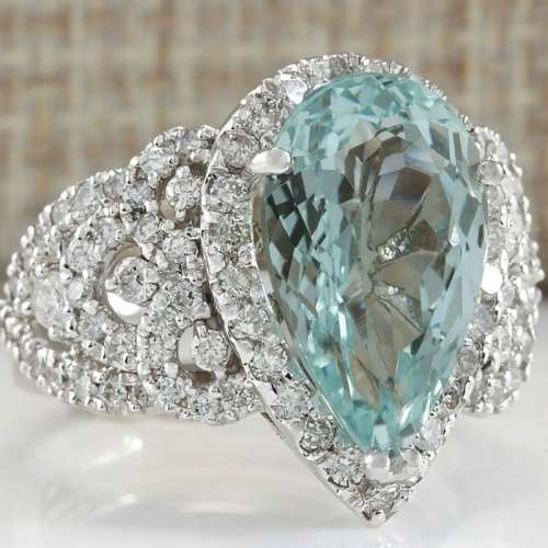 Silver Aquamarine Teardrop Ring