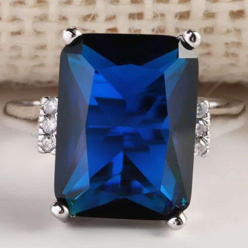 Classic Silver Blue Sapphire Ring