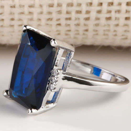 Classic Silver Blue Sapphire Ring