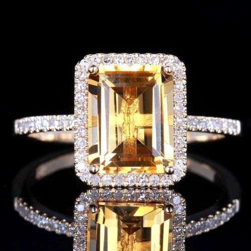 Delicate Silver Citrine Ring