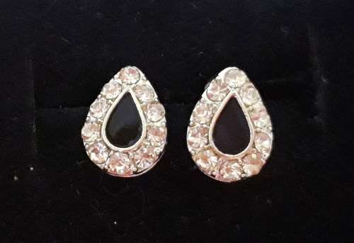 Teardrop Black Onyx Stud Earrings