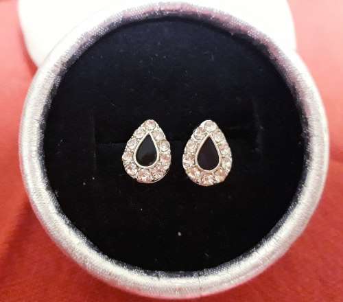 Teardrop Black Onyx Stud Earrings