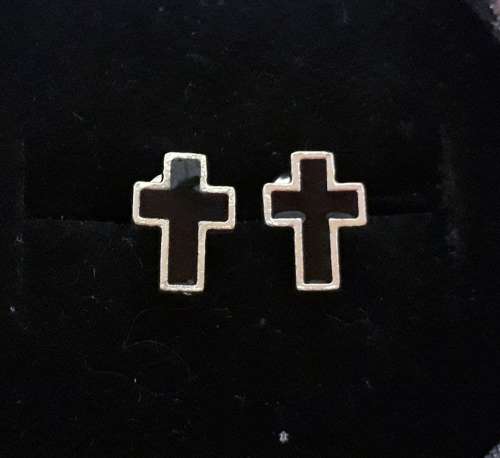 Silver Small Cross Stud Earrings