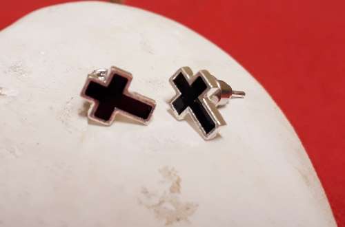 Silver Small Cross Stud Earrings