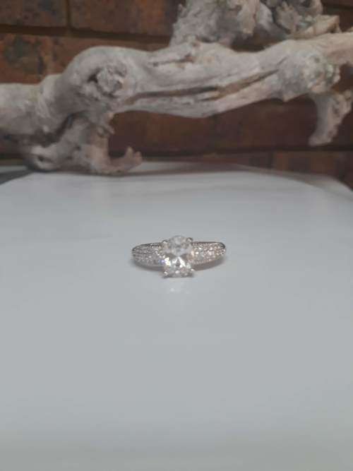 Elegant White Topaz Oval Queen Ring