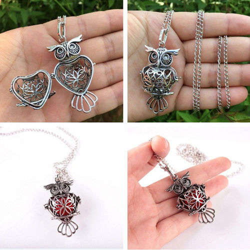 Owl Locket Essential Oil Aromatherapy Diffuser Necklace