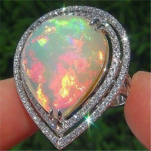 White Fire Opal Elegant Ring