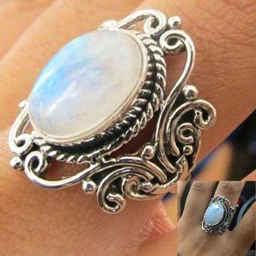 Fire Opal Moon Ring