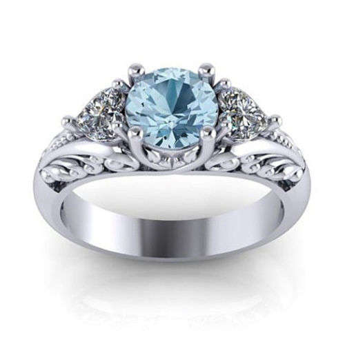 Elven Style Silver Aquamarine Ring