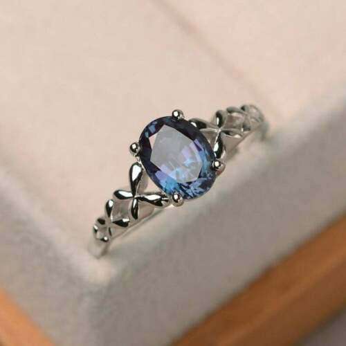 Feminine Silver Sapphire Oval Ring