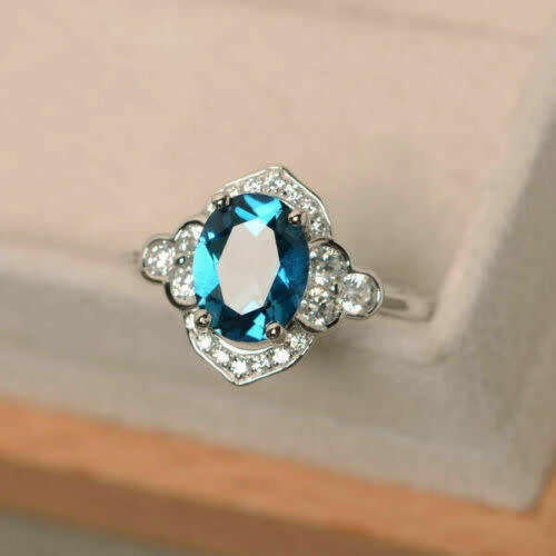 Exquisite Silver Aqua Ring