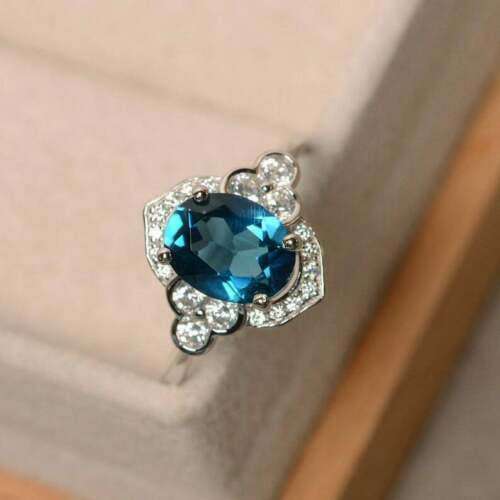Exquisite Silver Aqua Ring