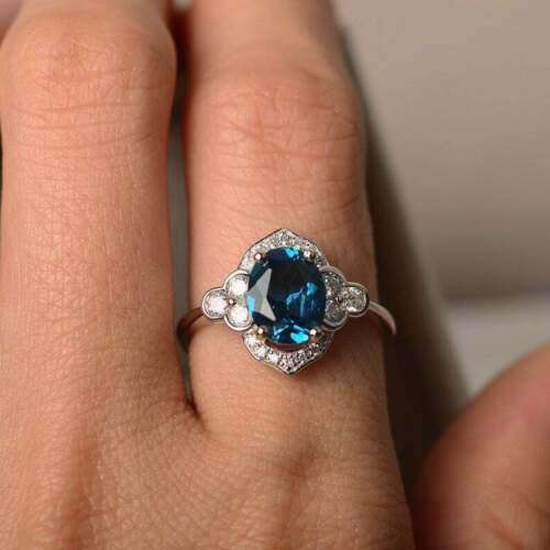 Exquisite Silver Aqua Ring