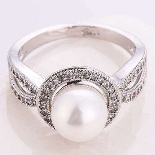 Delicate Sapphire Pearl Silver Ring